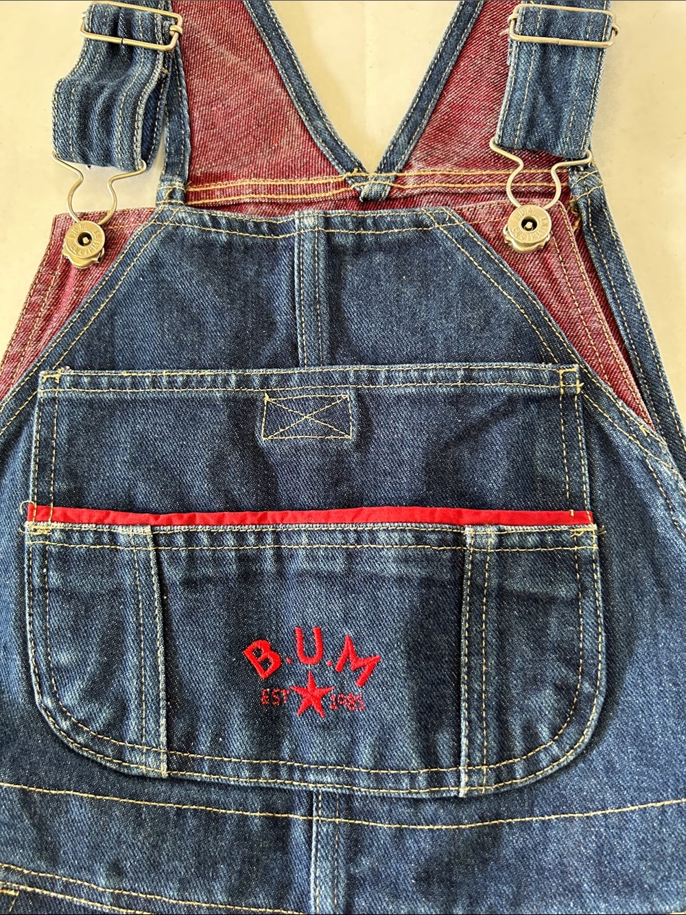 B.U.M. EQUIPMENT RARE VINTAGE SHORT CARPENTER STYLE OVERALLS SIZE S - Picture 2 of 12